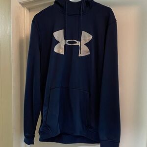 Under Armour Men's Dark Blue Hoodie with White Logo